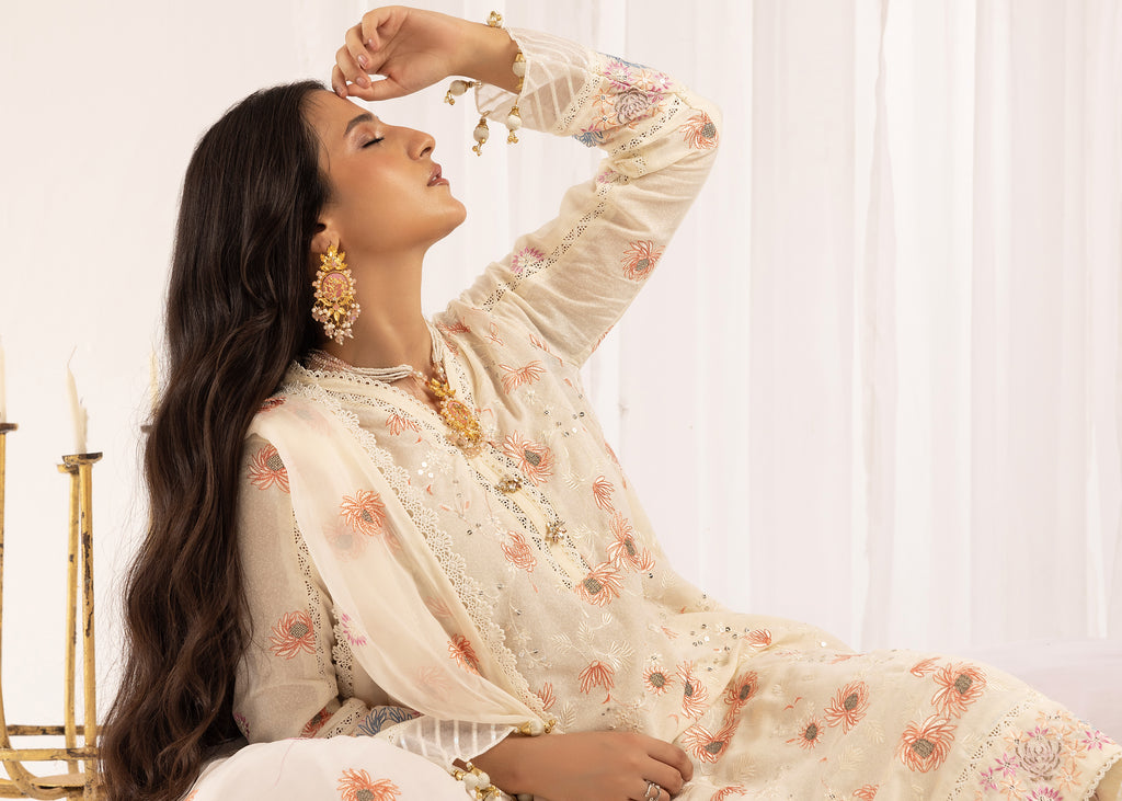 Ivory Marigold - Unstitched 3pc