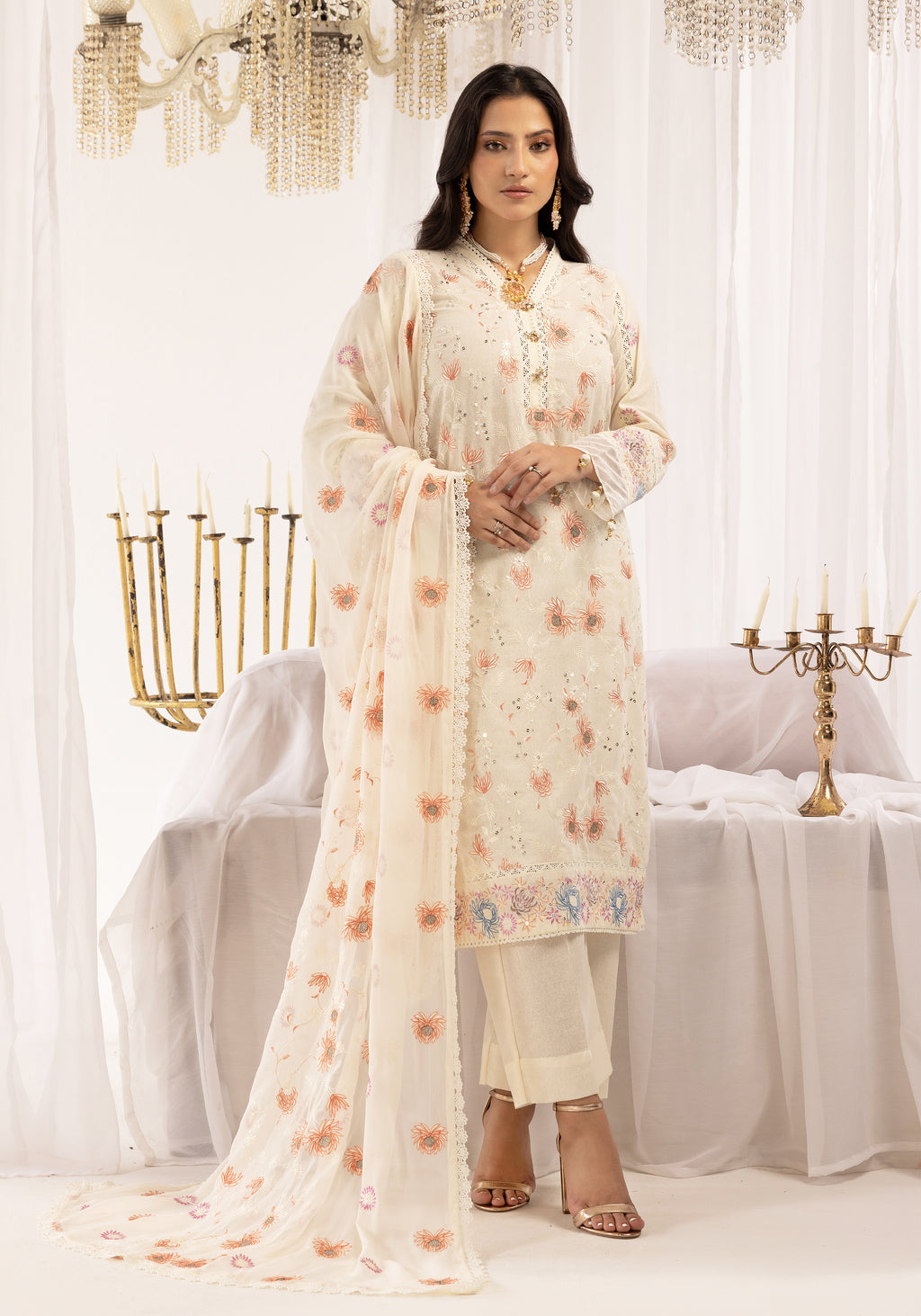 Ivory Marigold - Unstitched 3pc