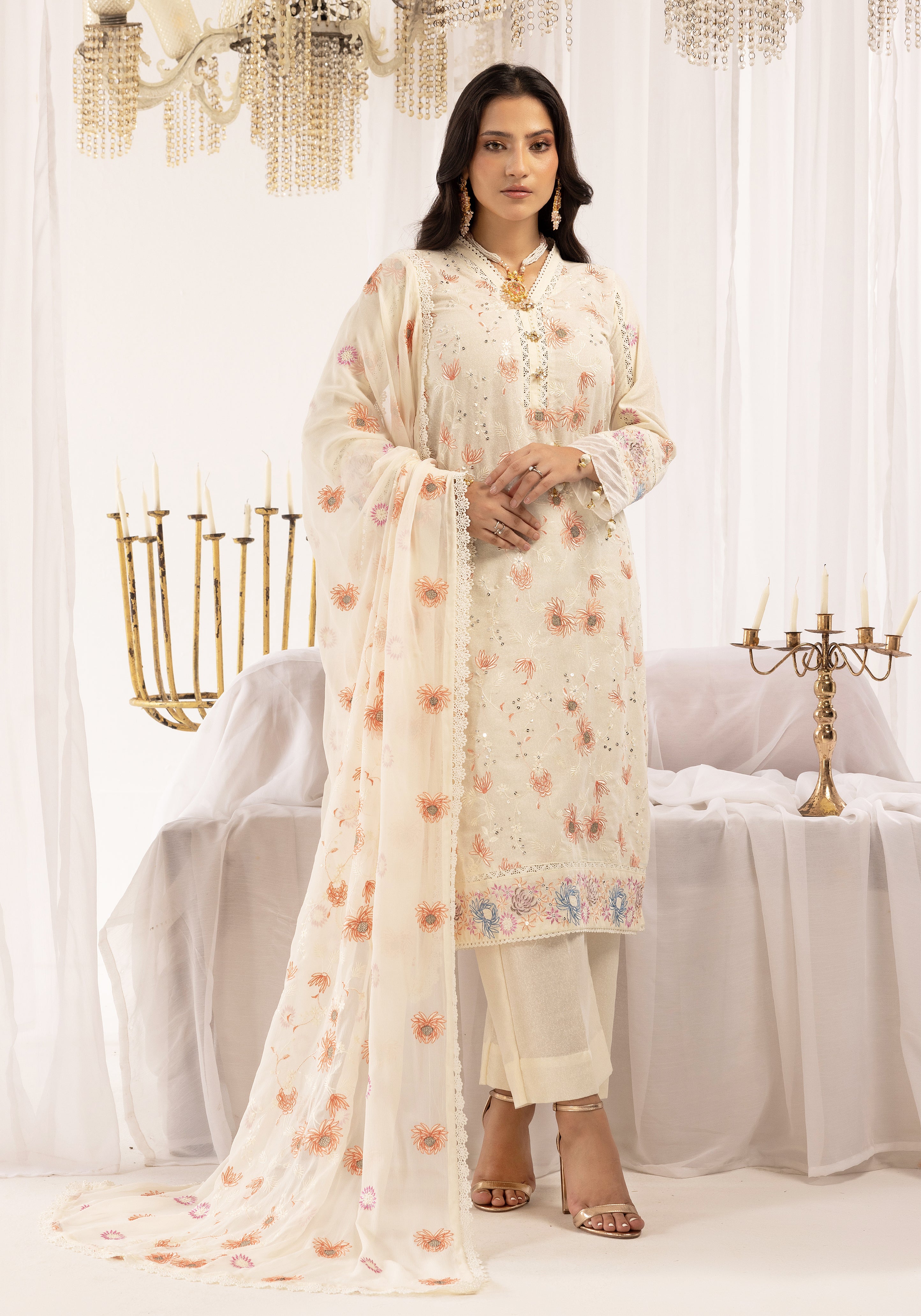 Ivory Marigold - Unstitched 3pc